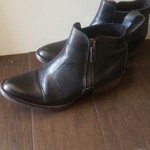 Black leather booties